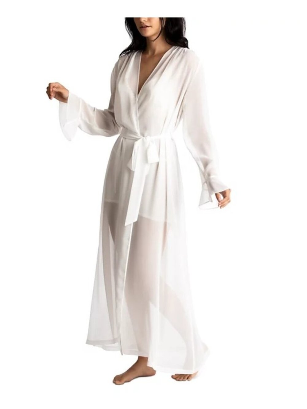 Linea Donatella Robe L/XL Chiffon Keepsake Wrap White Polyester Dreamy NEW